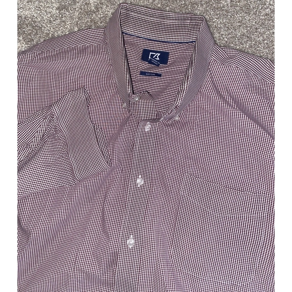 Cutter & Buck Red/White Plaid Mens 4XB Easy Care Button Down Cotton/Polyester